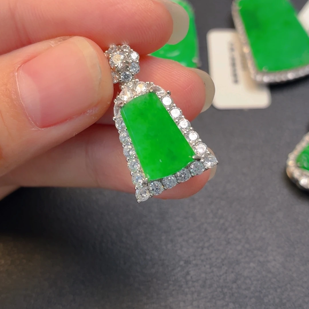 蟹***蟹翡翠银S925镶嵌吊坠(不含链)