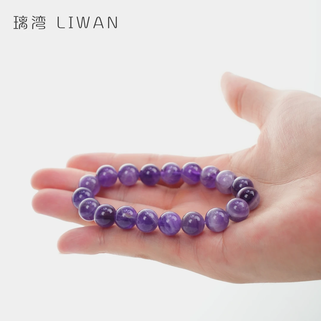 锌合金仿水晶手链 水晶挂饰紫水晶手串把件天然紫水晶