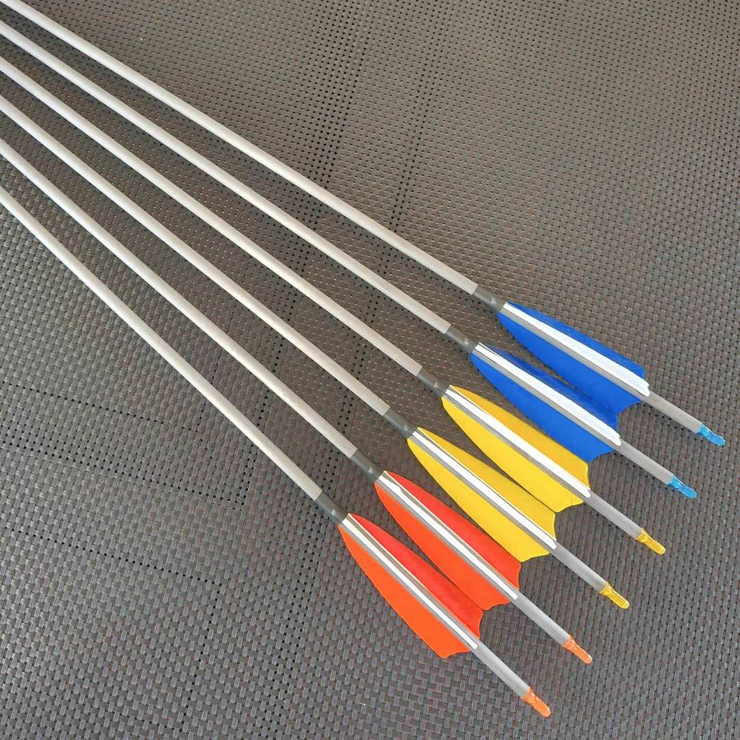 6.2mm内径真羽内插尾纯碳箭射箭入门练习箭美猎传统专用箭