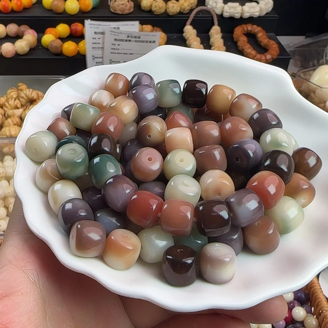 菩提根/象牙果手串卡13粉紫正桶20颗