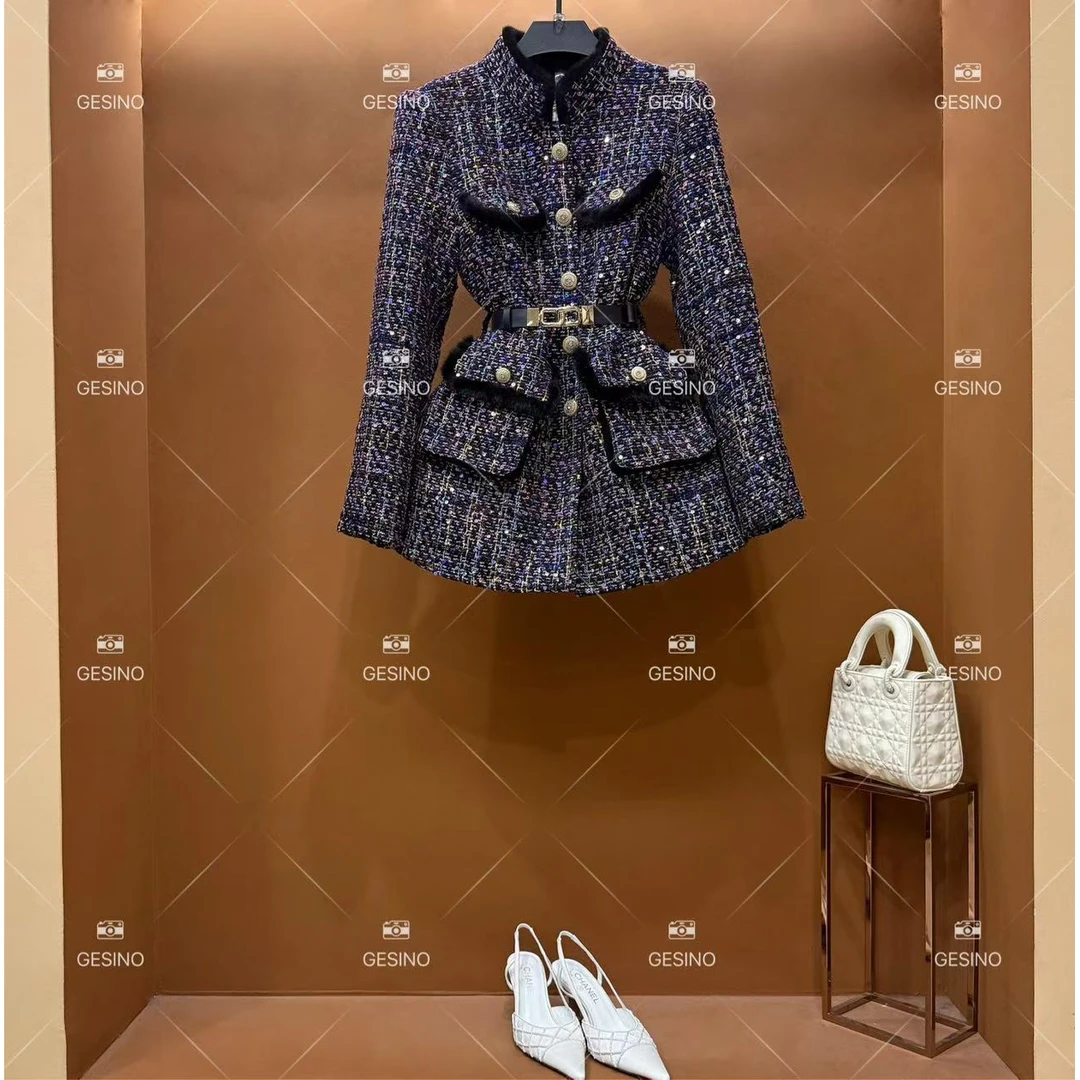 【L姐】秋冬气质小香风时尚设计师中长款外套 QD-2025132