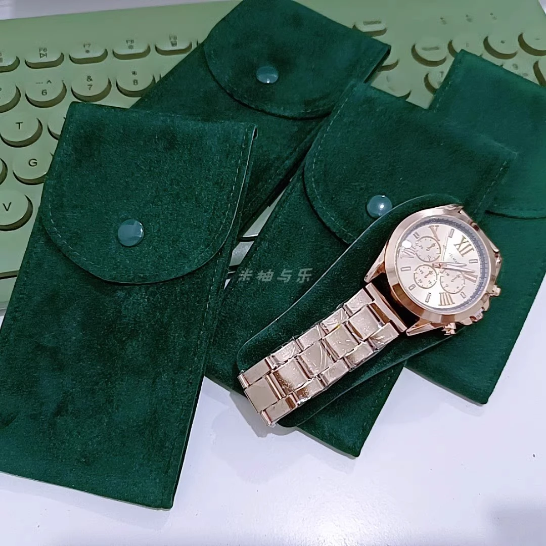 首饰盒/箱 绿色手表收纳袋简约随身便携腕表收纳包绒布保护袋子