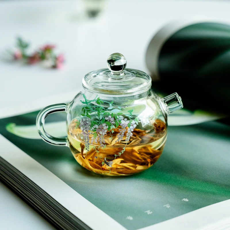 （阿萌茶事）紫藤花高硼硅玻璃泡茶壶（am0100）