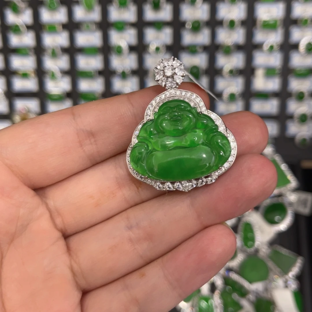 翡翠戒指银S925镶嵌没****事翡翠吊坠