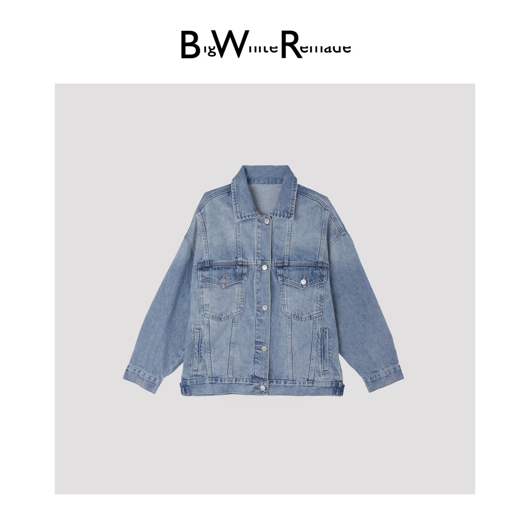 BIG WHITE REMADE“天空之城”100精梳棉休闲百搭牛仔外套Y0075