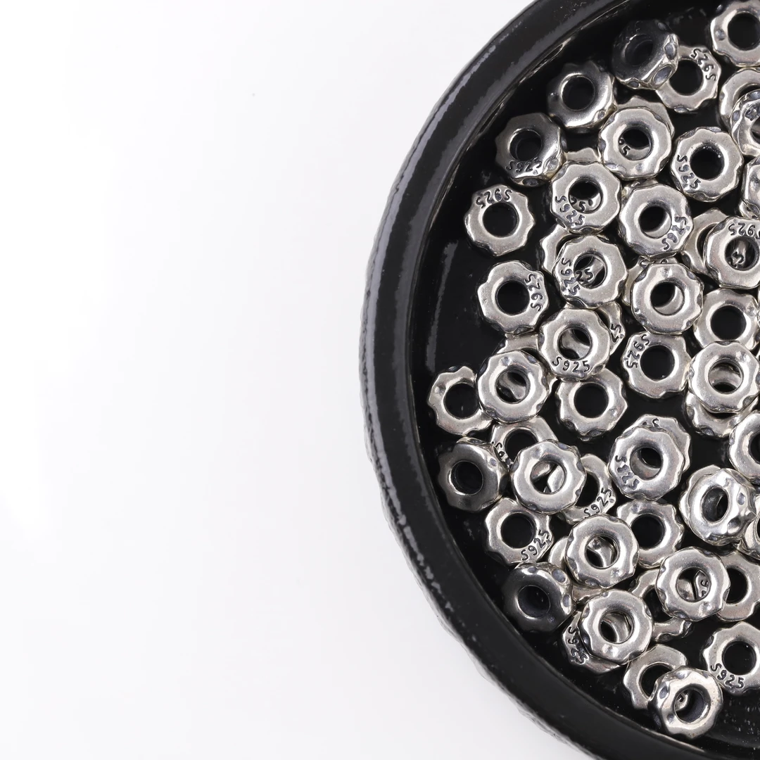 S8592银无相卡环饰品配饰文玩隔珠