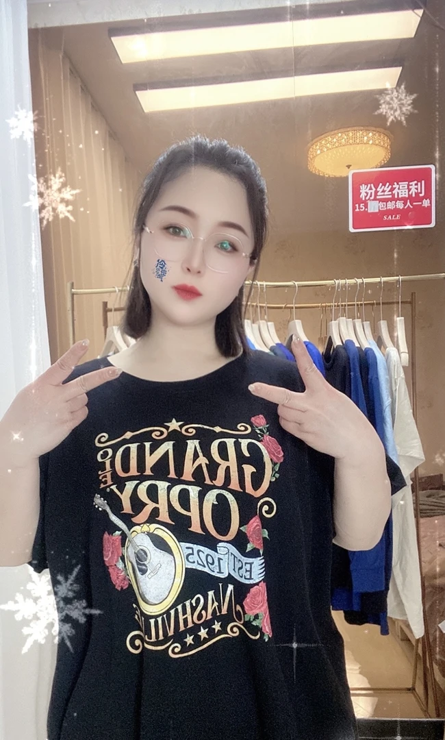 外贸纯棉大码T恤黑色玫瑰花