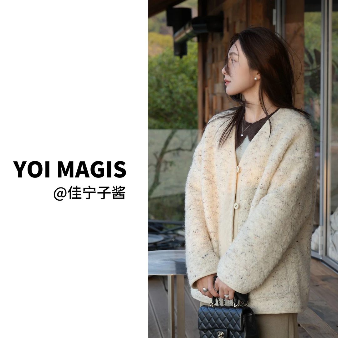 YOI MAGIS【冬至】夹棉小香风羊羔毛外套女新款灯芯绒拼接毛毛爆款
