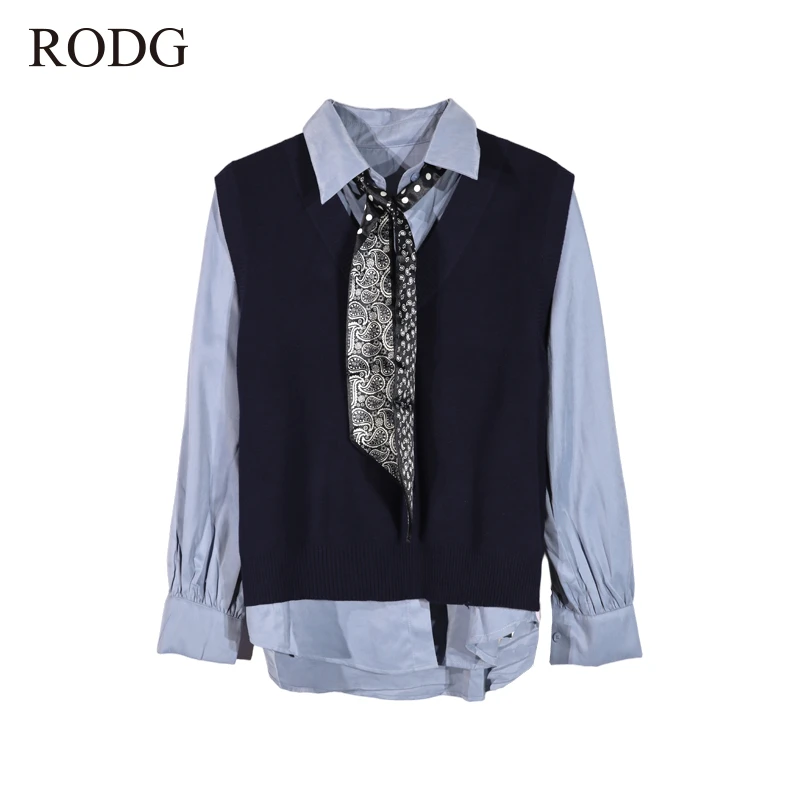RODGR54TS1543A 冬季新款简约纯色宽松韩版两件套衫 1543