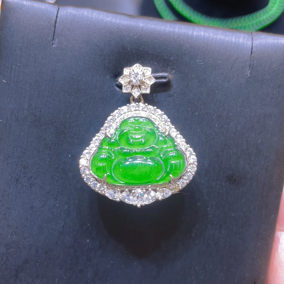 吊坠(不含链)银S925镶嵌翡翠