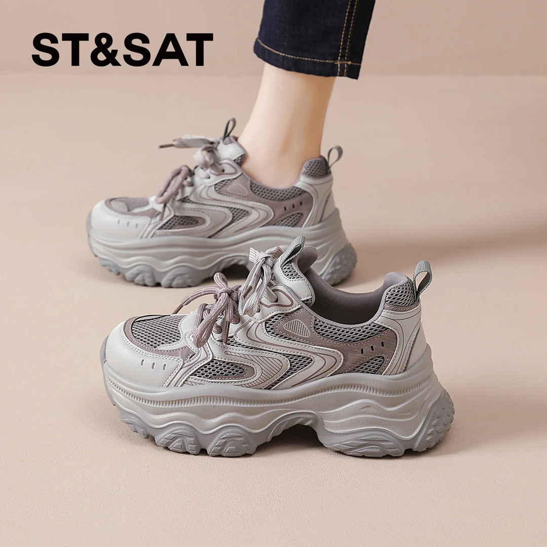 星期六潮牌老爹鞋女士2025新款秋季舒适网面鞋百搭厚底增高运动鞋