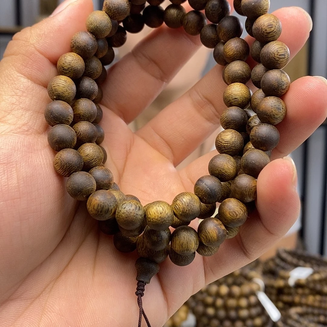 手串沉香奇楠沉香圆珠0.8多圈28.4克