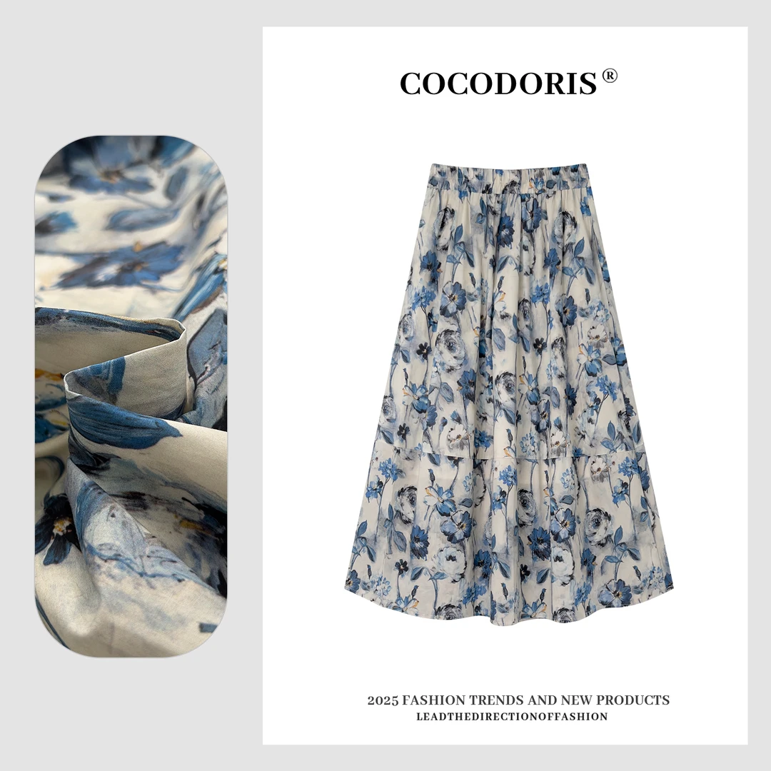 2025新款设计感印花A字半裙夏季高腰显瘦休闲百搭半身裙6631-65T