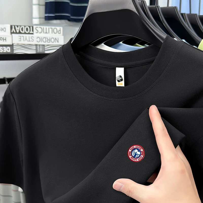 【海外撤柜  鹅家徽标】夏季圆领短袖T恤男刺绣休闲百搭舒适上衣