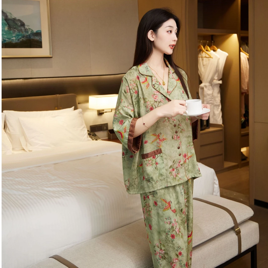 七七【梦境花园】夏季睡衣家居服薄款套装 宽松版可外SMS