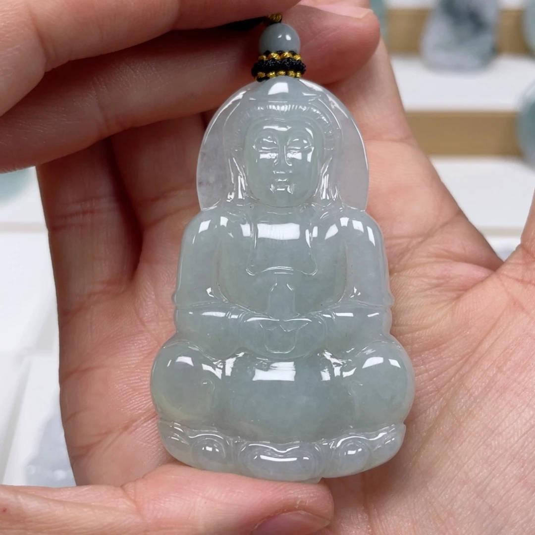 翡翠颈饰未镶嵌天然翡翠A货观音112号