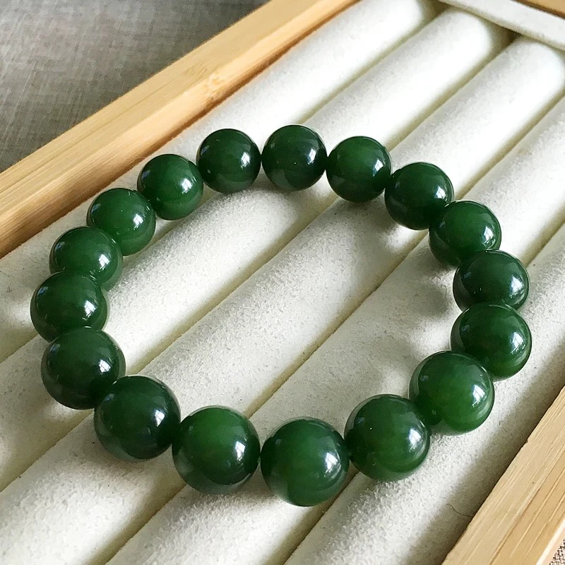 和田玉精品红皮碧玉手串卡12MM