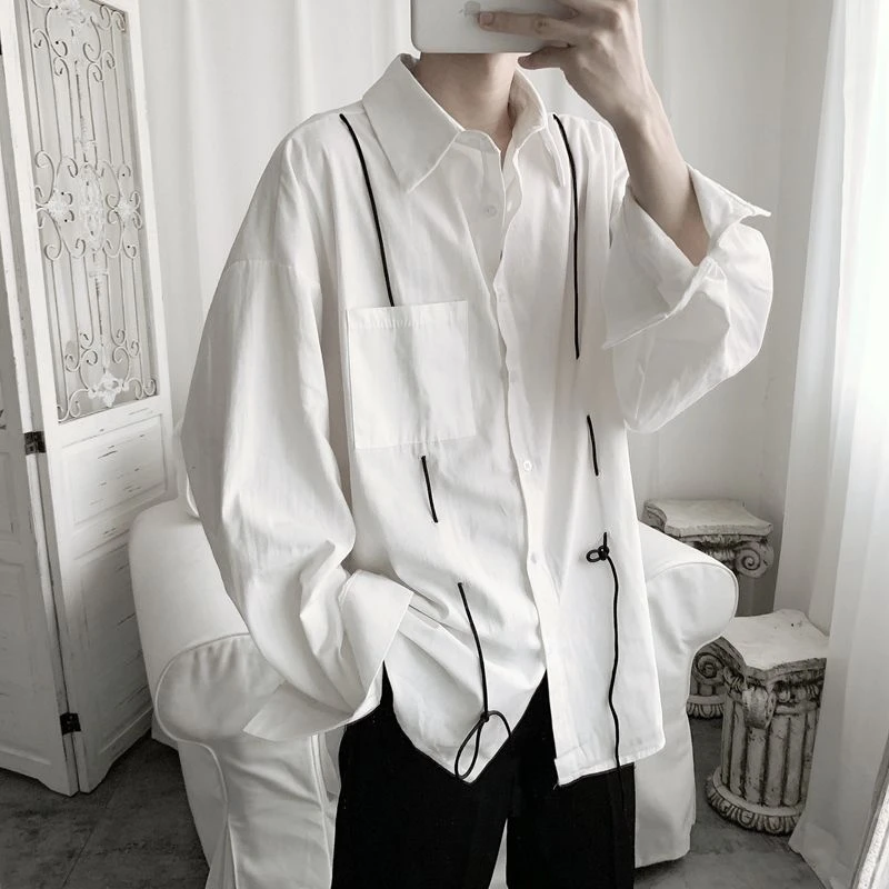 长袖衬衫男ins衬衣宽松韩版外套男夏季衣服夏天衬衫男生韩版开衫