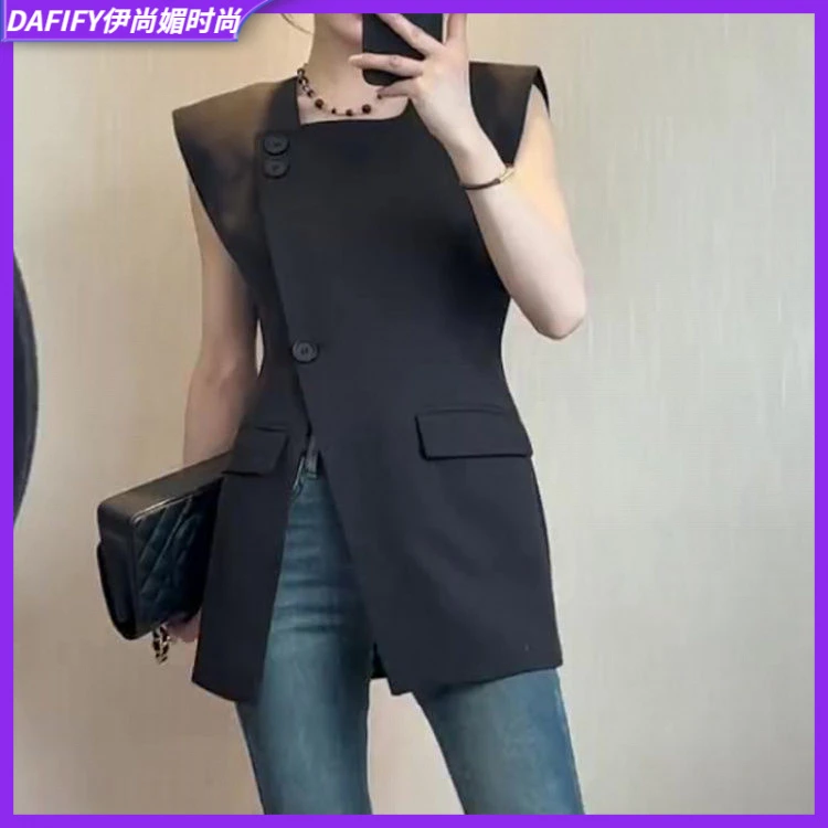 II高端黑色高级感西装马甲女夏季新款修身显瘦时尚潮流百搭大码l