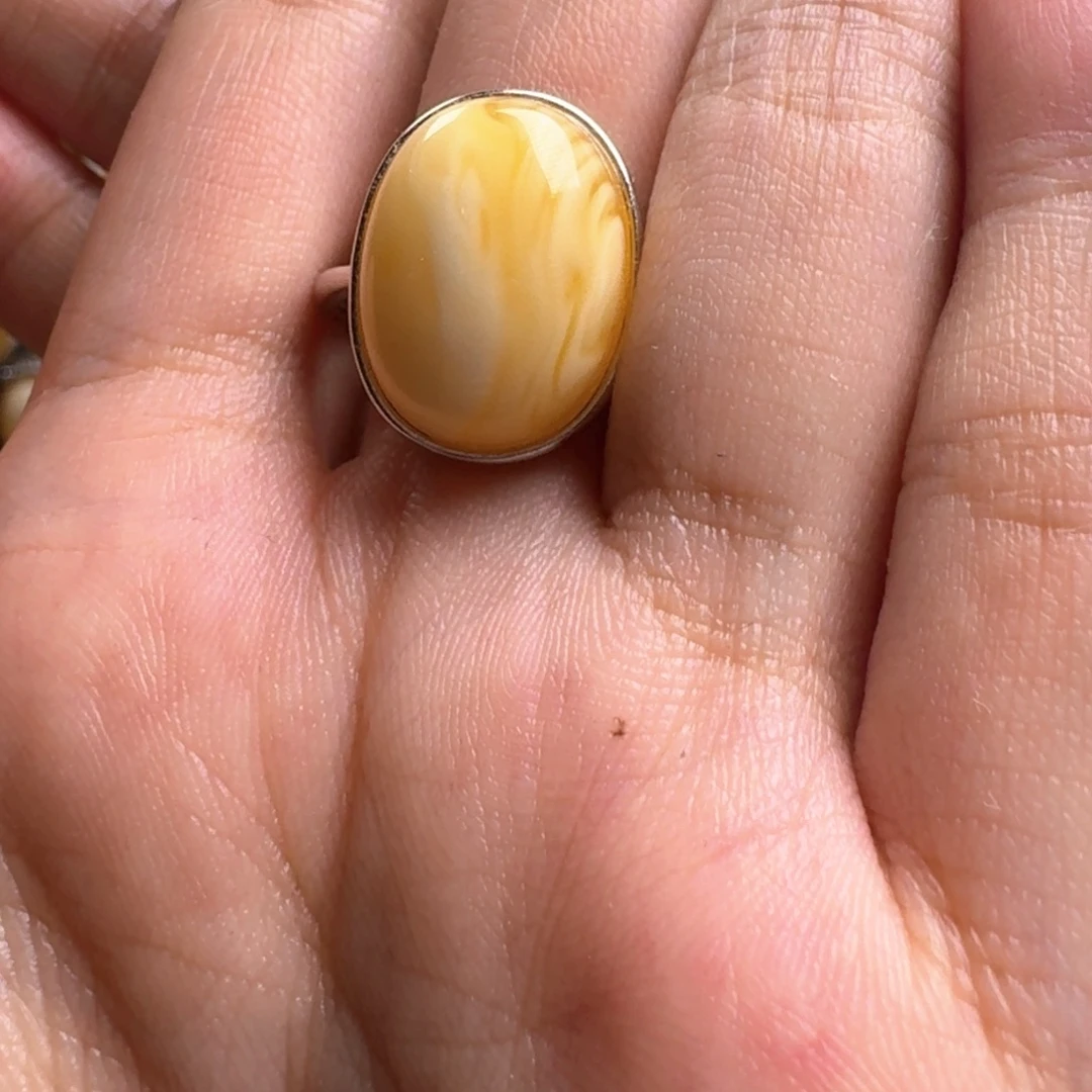 苍***泽蜜蜡银S925镶嵌戒指戒指