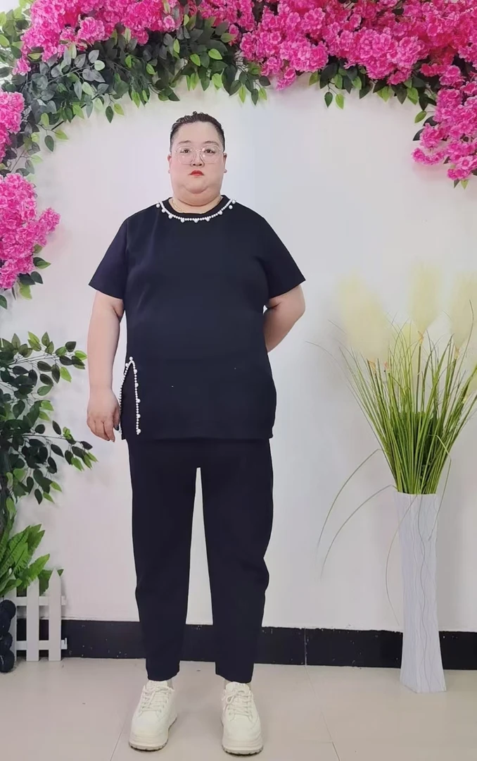 加大码哈伦裤女薄款萝卜裤显瘦时尚休闲裤薄款高腰九分裤