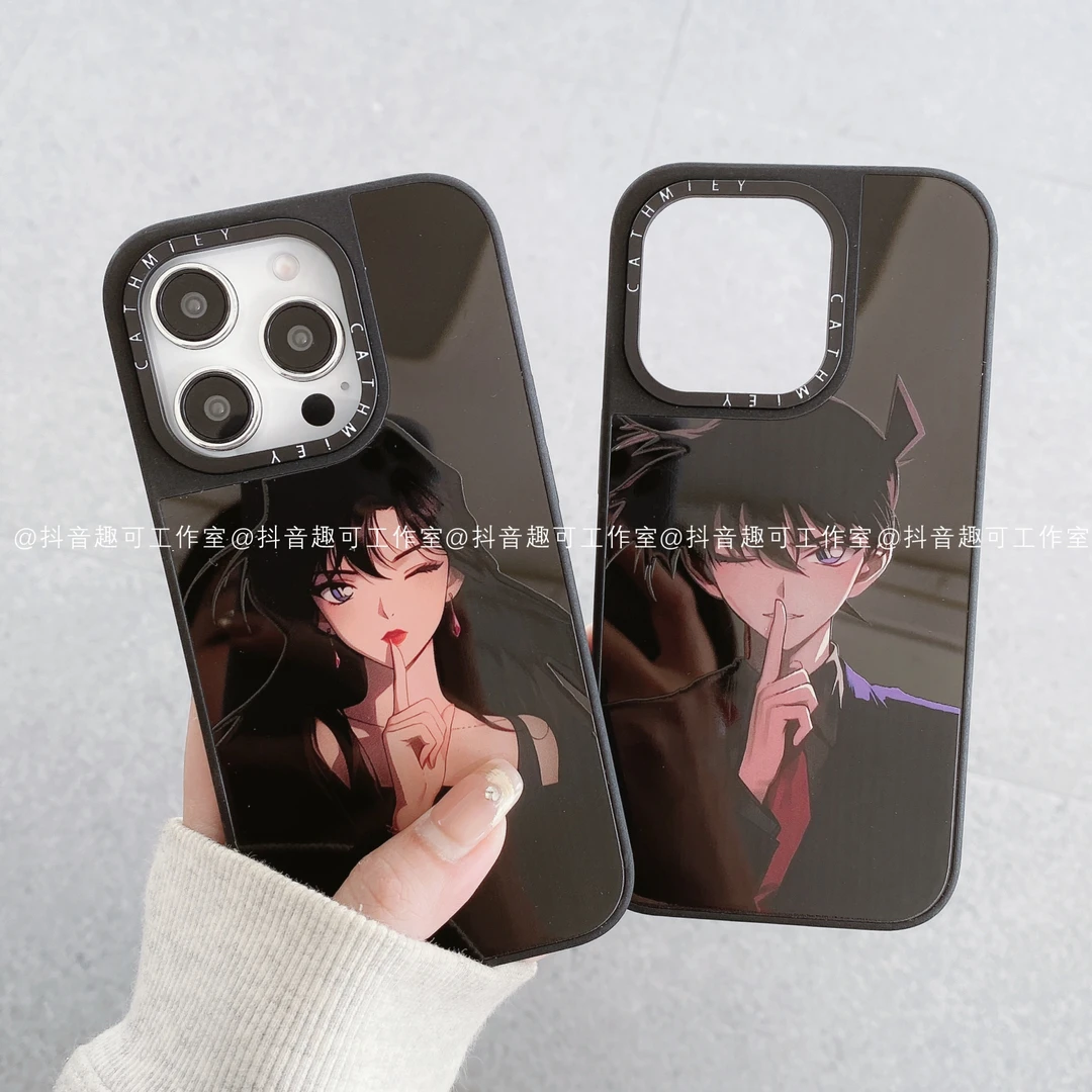 （苹果）黑边镜面适用iPhone16promax15/14/13/12/11小兰新一手机壳