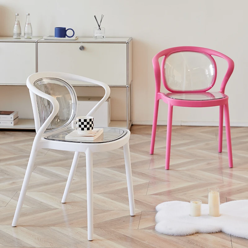 餐椅家用加厚塑料透明椅子现代简约靠背休闲椅轻奢创意餐厅餐桌椅