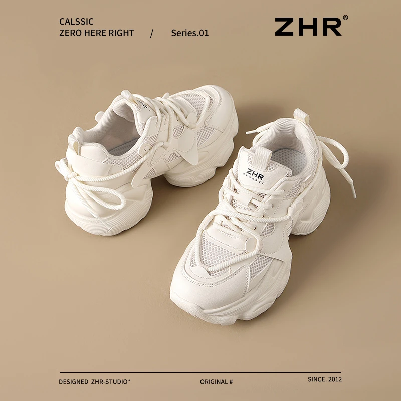 ZHR时尚增高老爹鞋女2025春秋新款久站不累脚百搭运动休闲鞋G725