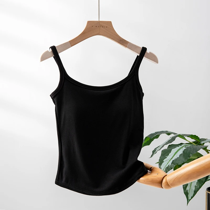 热销2025女士圆领打底背心女内搭一体杯吊带春夏胸垫白色外穿背心