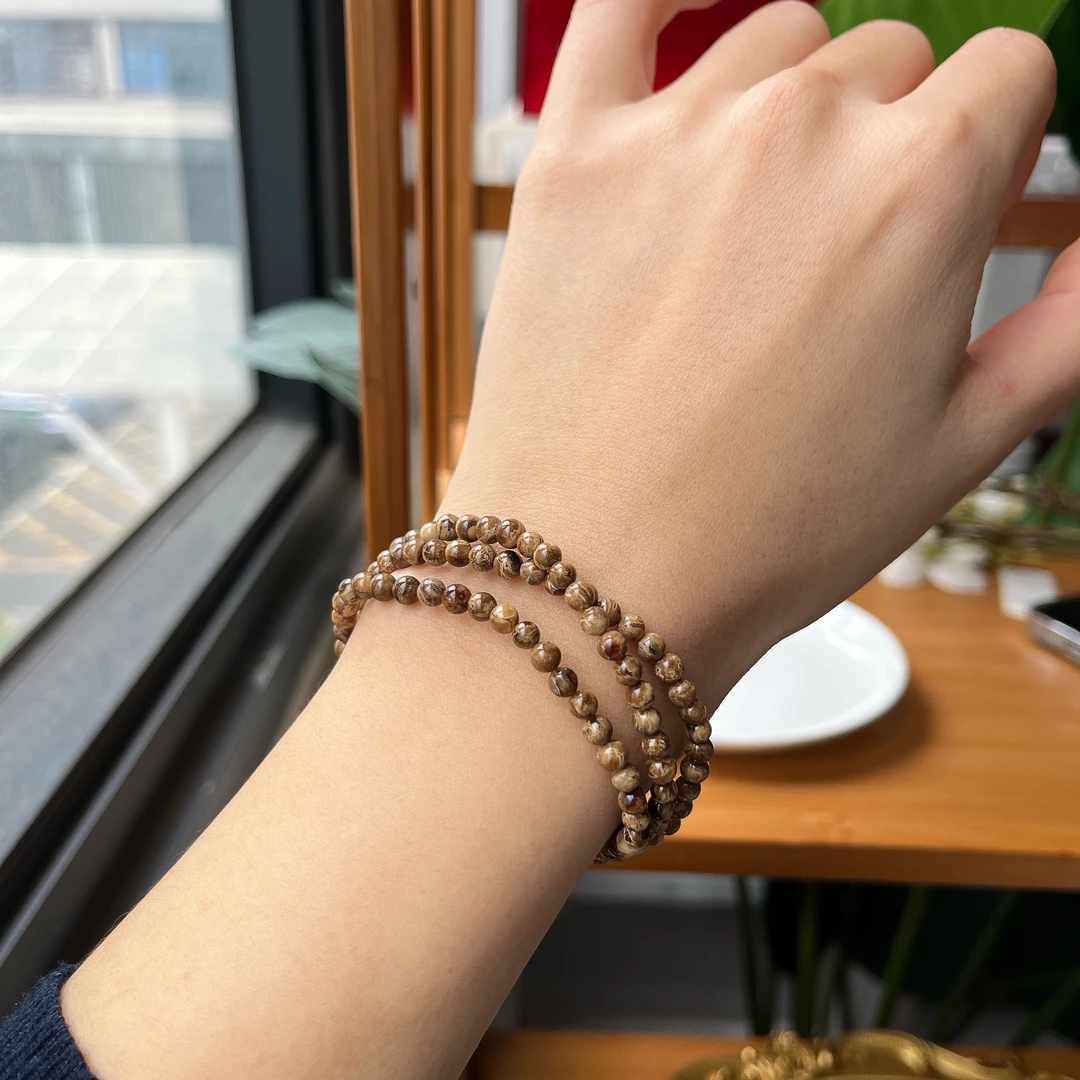 【郭老师】约4mm5g缅甸根珀圆珠多圈手串项链两用 约63cm白色