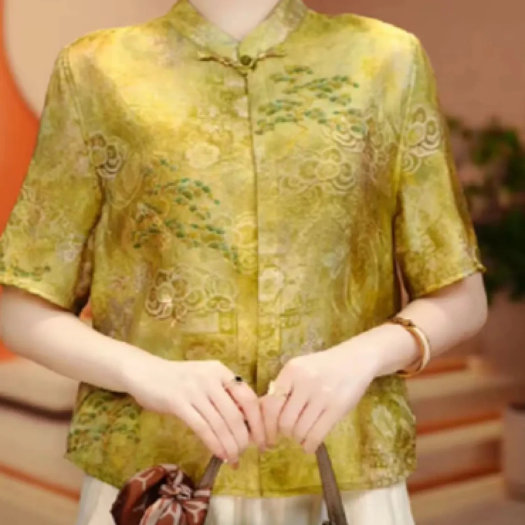 811-新中式夏季国风百搭气质印花显瘦短袖