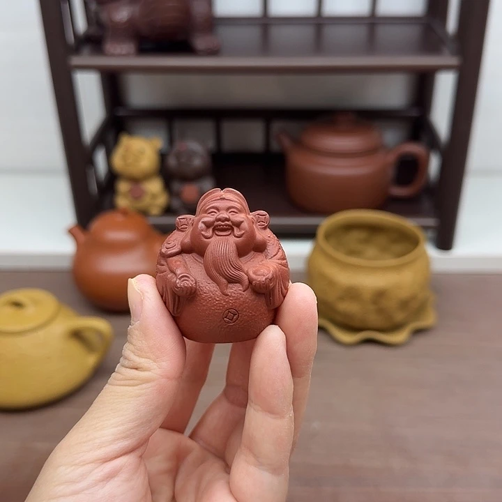 朱泥茶案财神爷茶宠