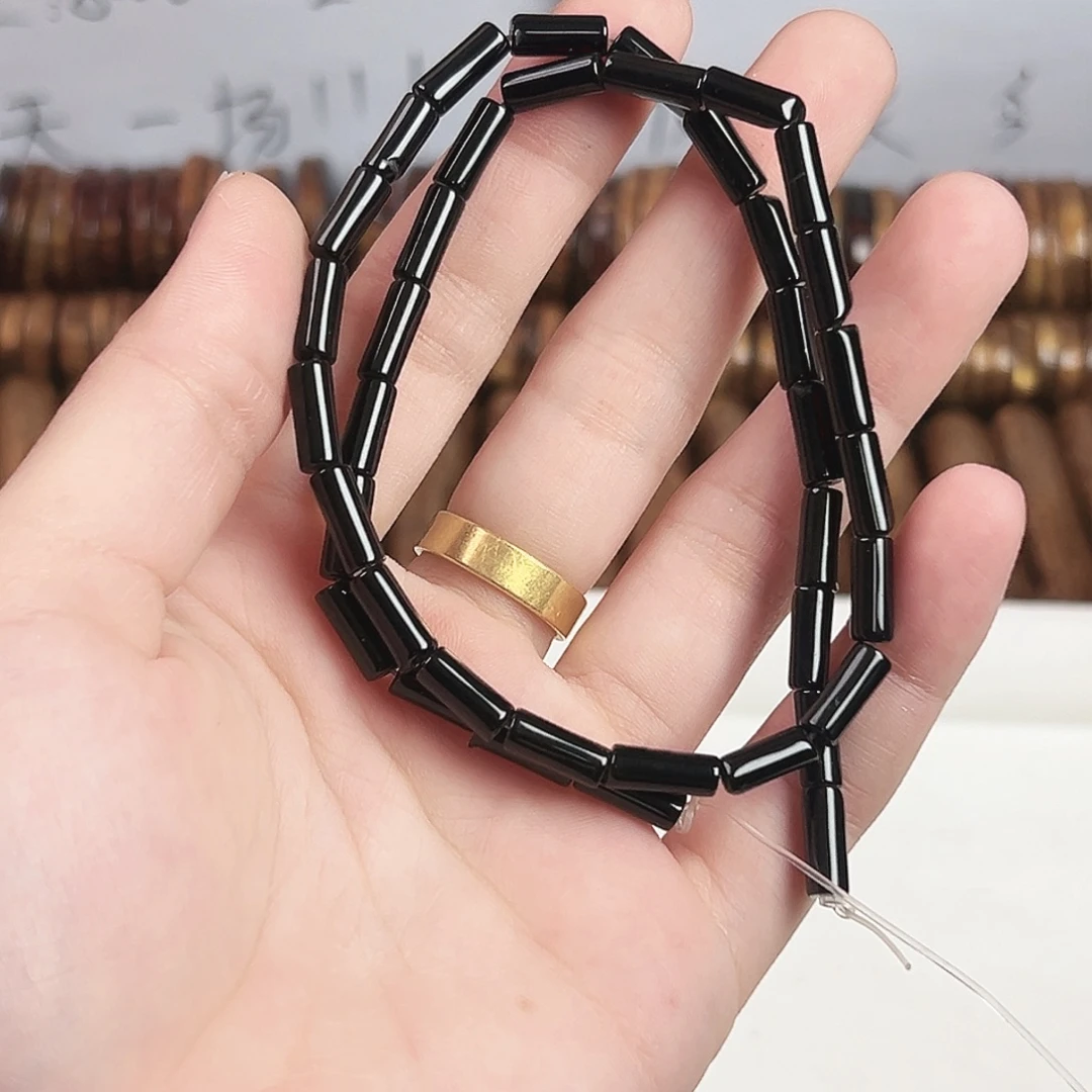 玛瑙/玉髓合金珠宝半成品h305 4m 黑玛瑙根管一条