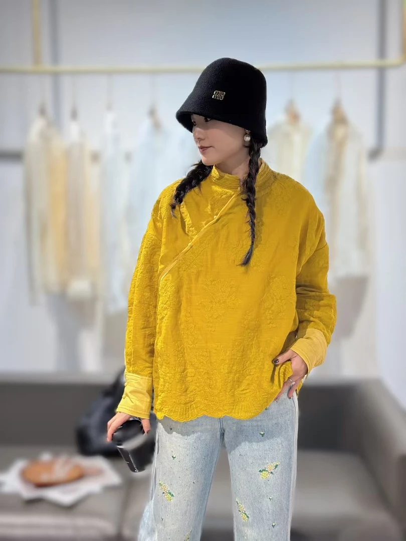 玛薇丝【绵意】定位刺绣新中式衬衫