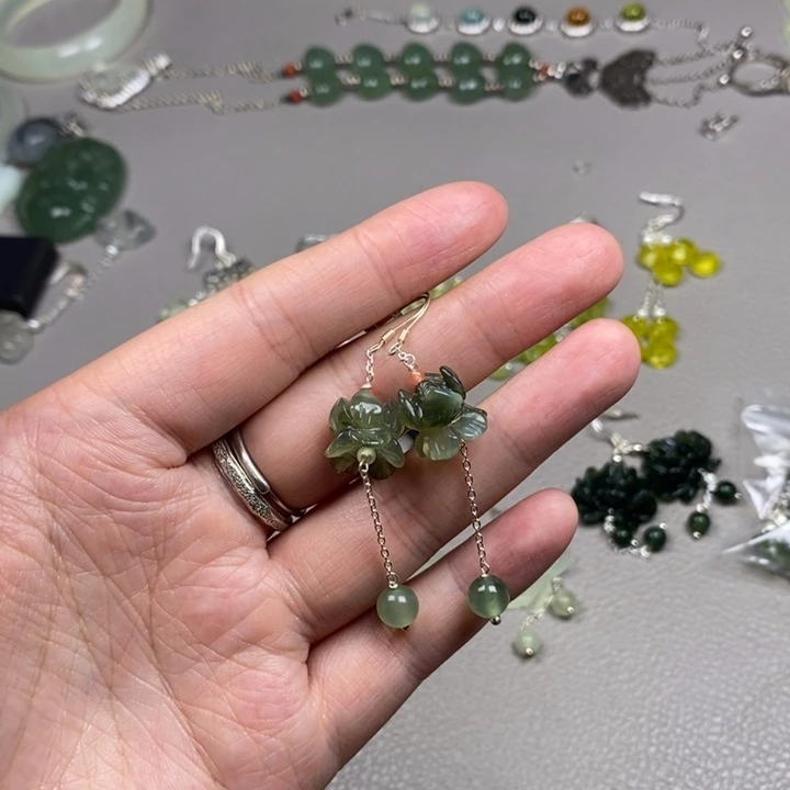蛇纹石玉未镶嵌挂件耳饰耳环项链