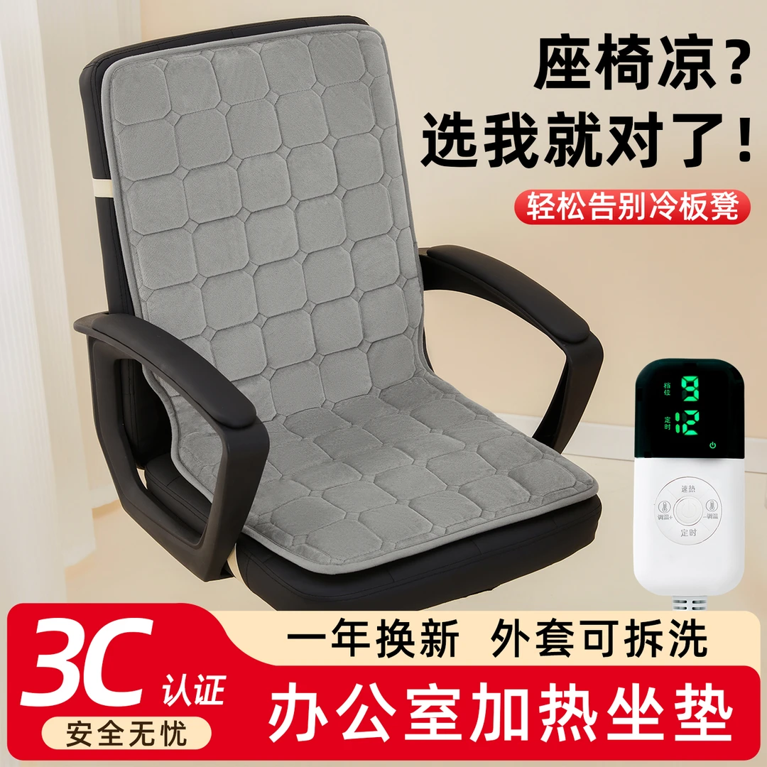 加热坐垫靠背一体办公室取暖神器发热椅垫久坐电热垫插电座椅暖腰