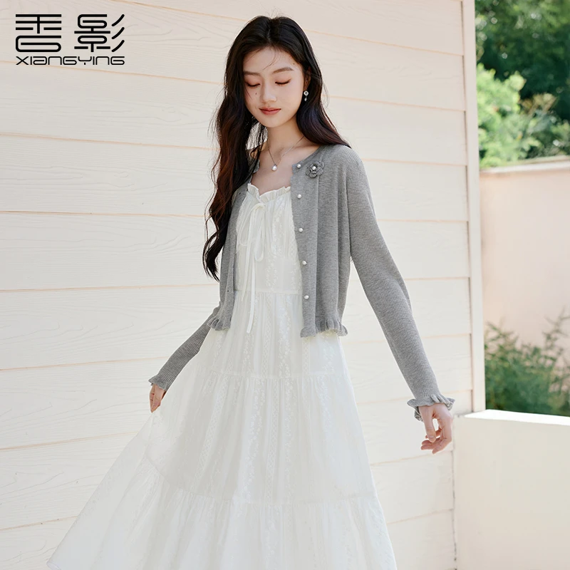 【小余专属】M85A019针织衫香影薄款针织开衫女夏季新款立体花朵