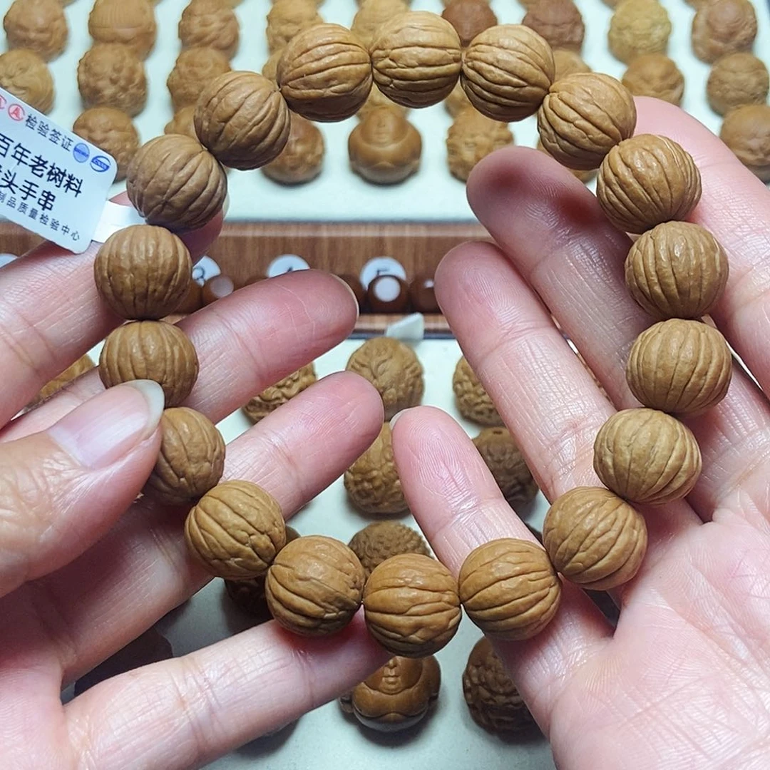 把件桃核猴头核桃鳳羽原皮手串