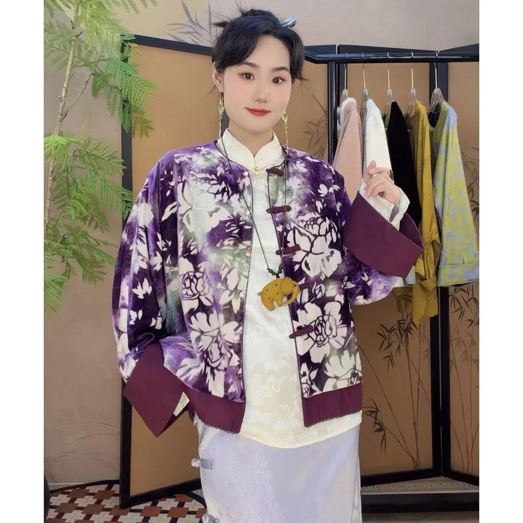 【小许夫妇】珈衽桑蚕丝丝绒织金新中式洋气外套女