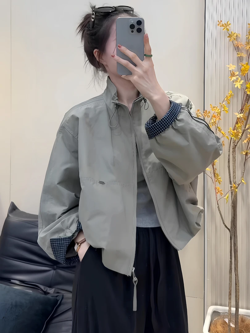 韩系外套女款秋2025新款立领冲锋衣休闲夹克小个子棒球服短款风衣