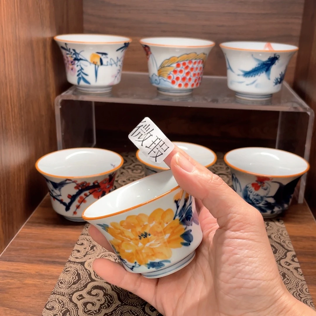 釉下手绘茶具微瑕