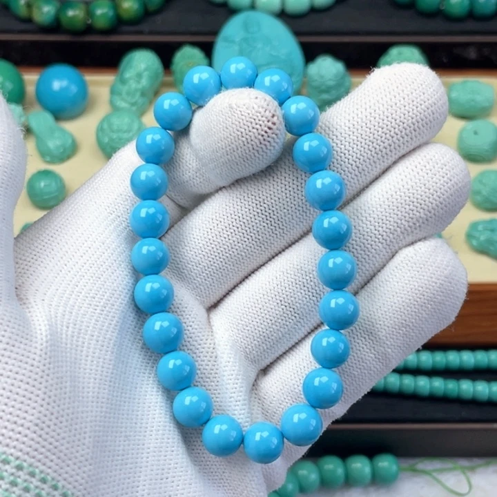 卡8圆珠高瓷蓝手串。。。。