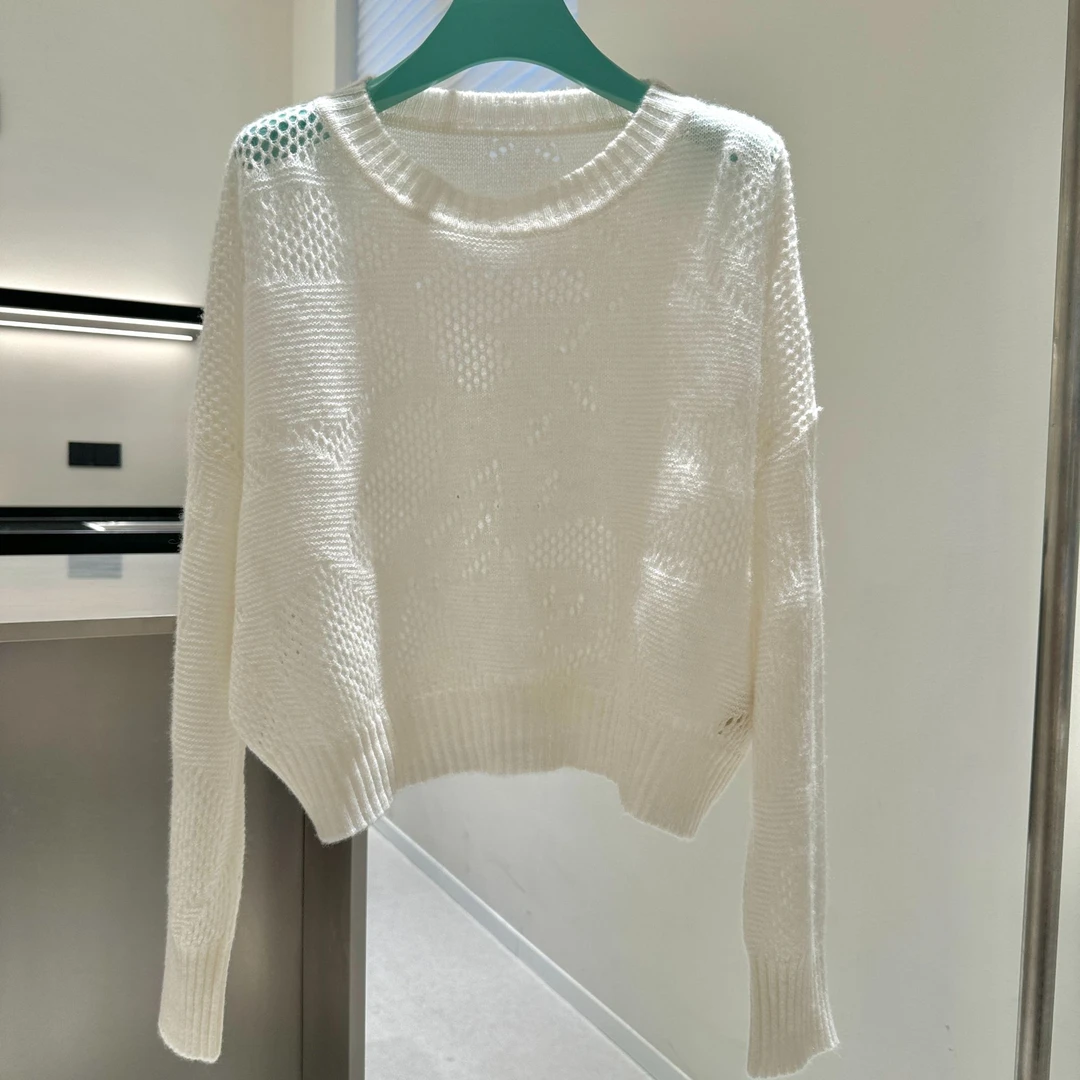 FiveFeathers秋季长袖毛衫镂空打底衫3451G