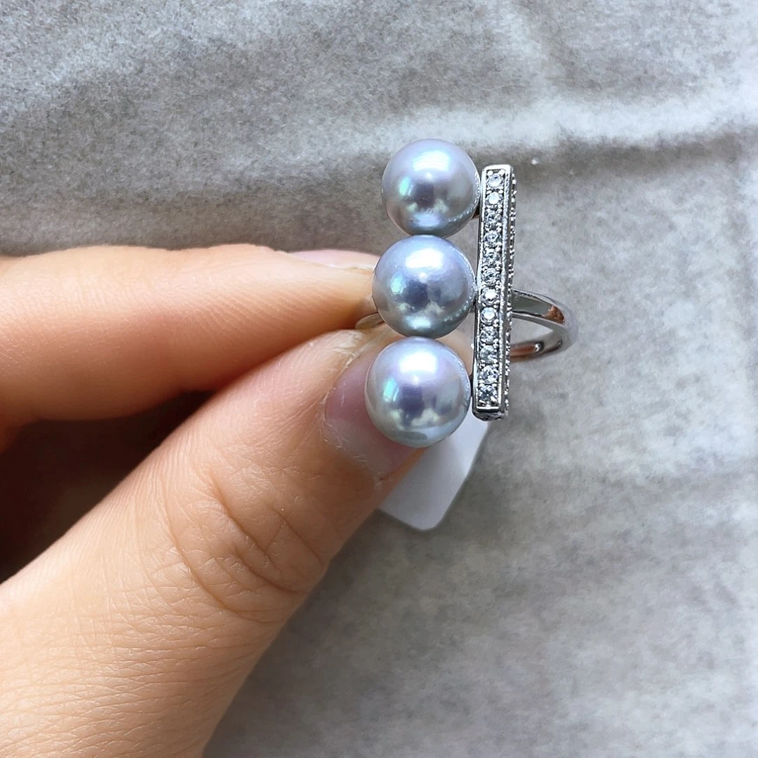 海水珍珠戒指银S925镶嵌
