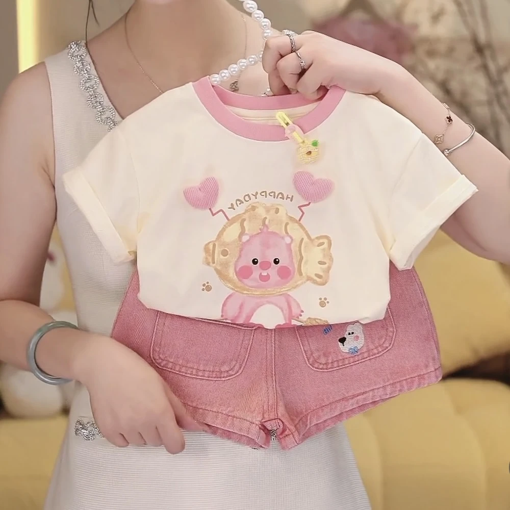 套装女薄款卡通洋气常规卫衣夏季半身裙森系休闲套头短裙裤