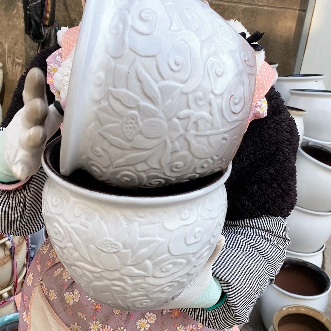 紫砂花盆瑕疵口20高16瑕疵