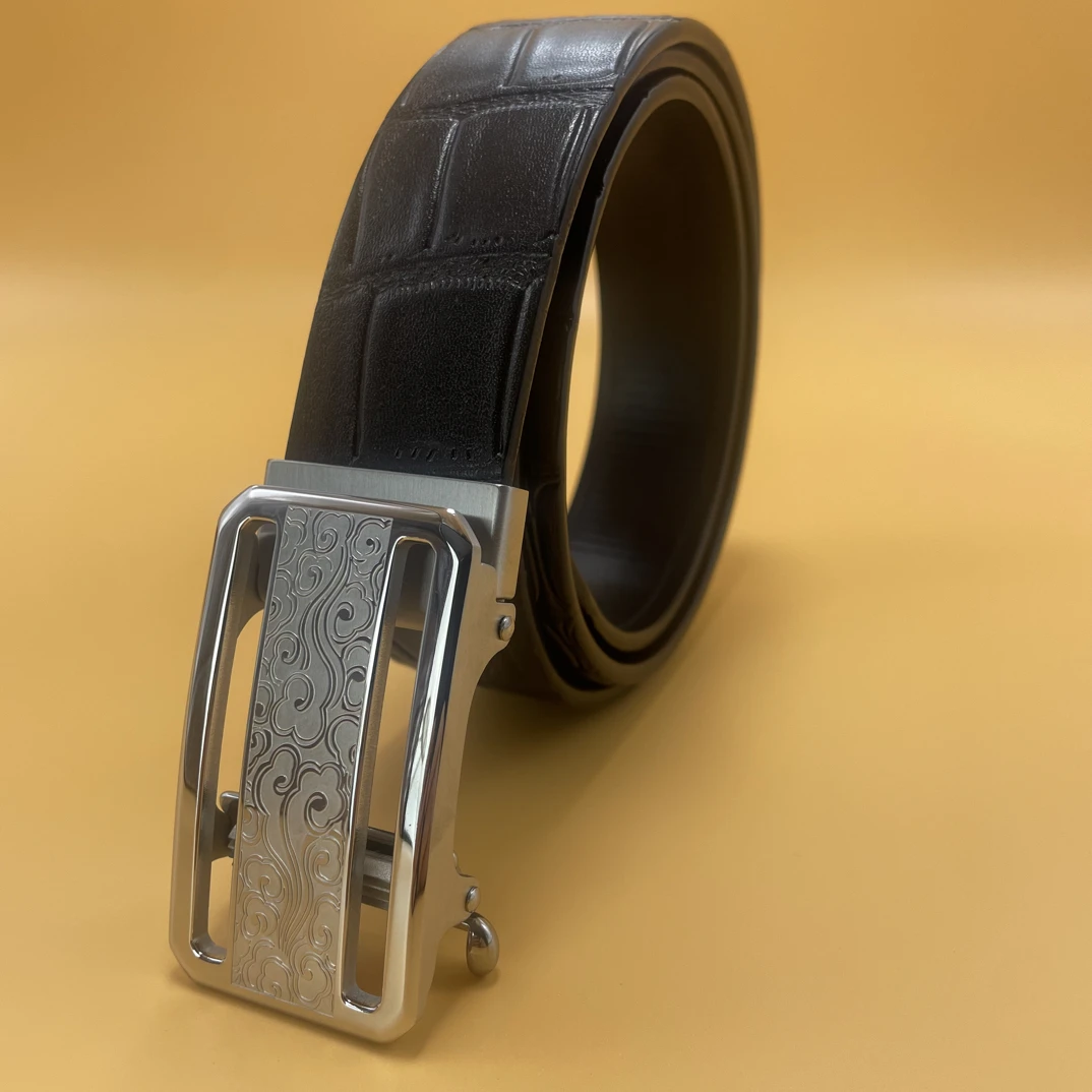 【609  无牙钢扣】【外穿】时尚潮流百搭头层牛皮自动扣腰带皮带