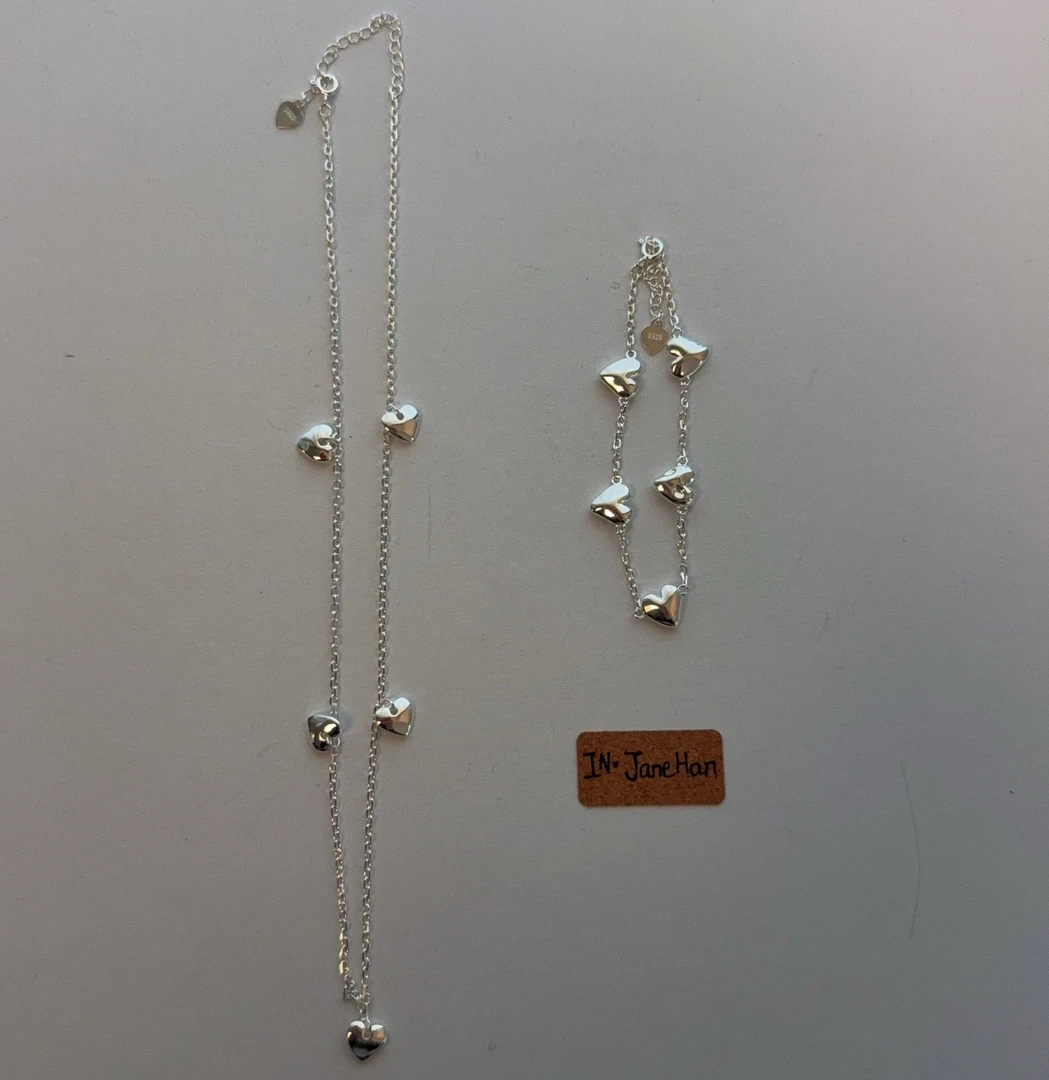 坠链均925银 x1586 简韩新款爱心项链轻奢时尚黑色复古小众简约