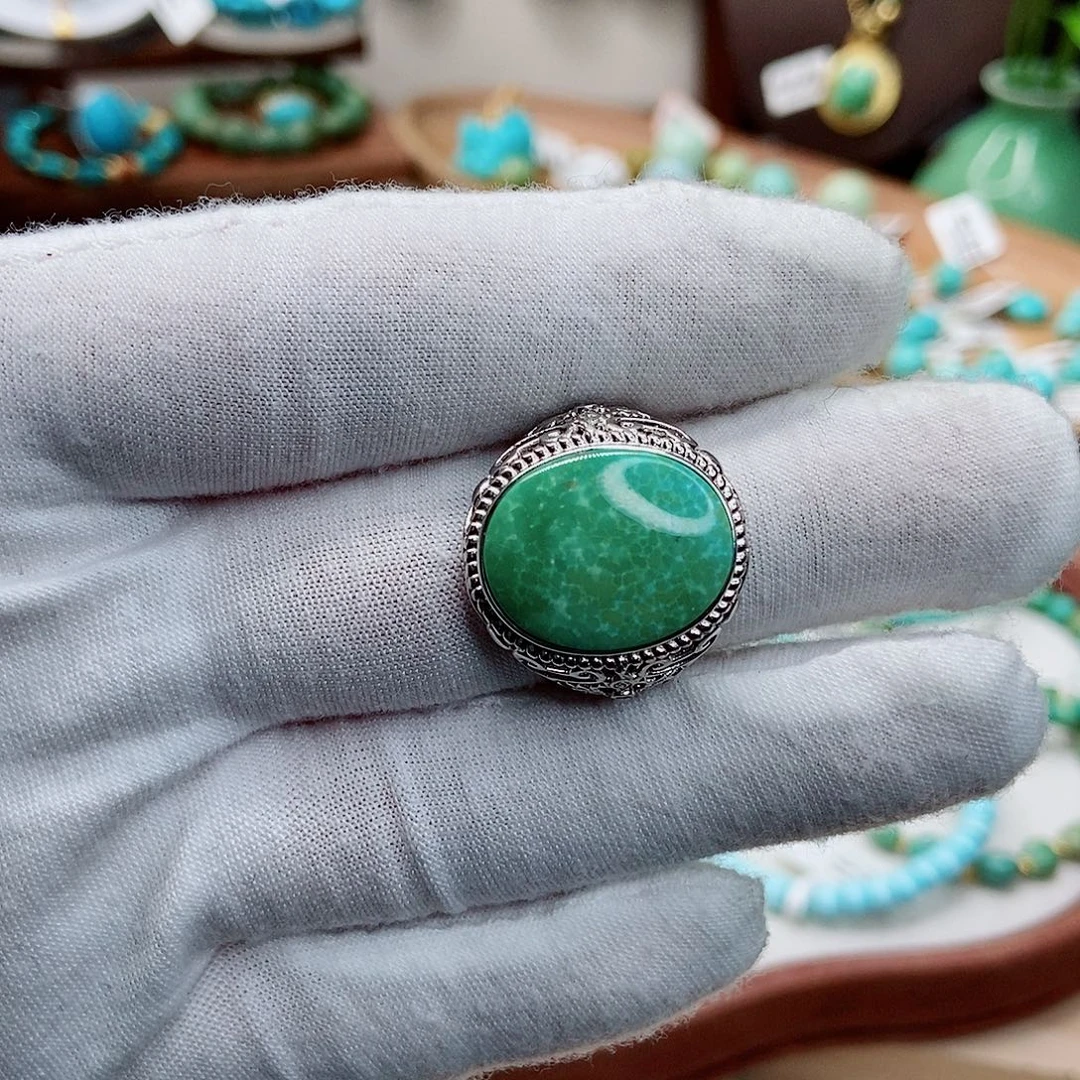 绿松石银S925镶嵌手链