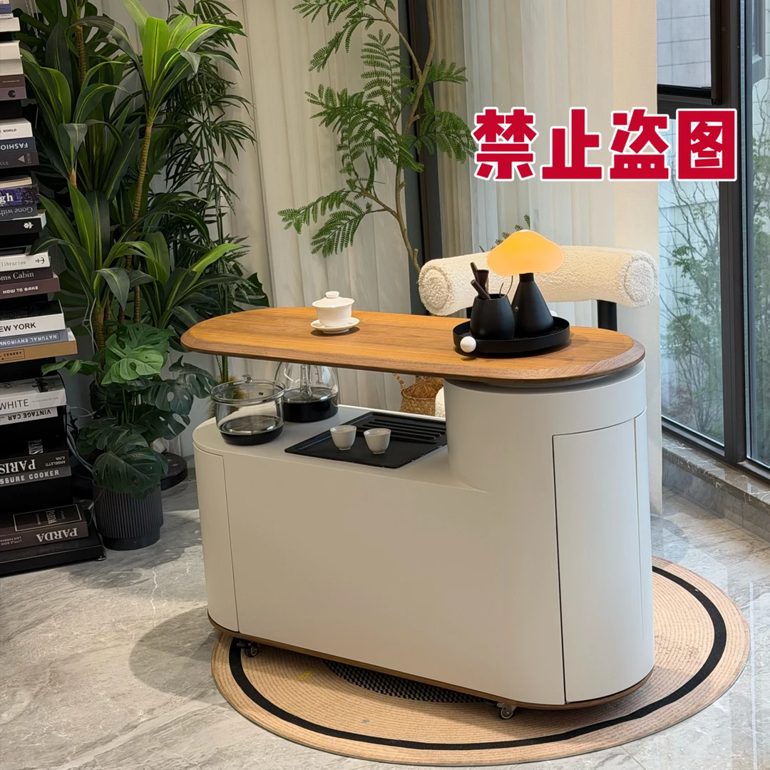 旋转茶桌｜移动茶台现代轻奢客厅移动茶几茶车沙发边柜阳台小茶桌